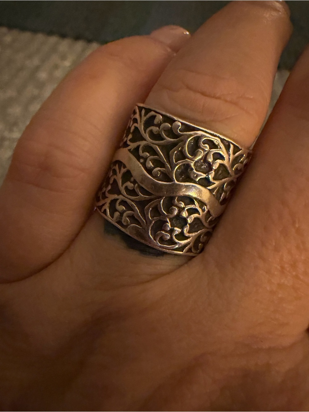 Silpada Antique Silver Filigree Wide Band Ring